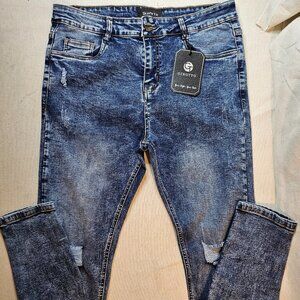 Gingtto Men's Skinny Fit Distressed Jeans - Size 34